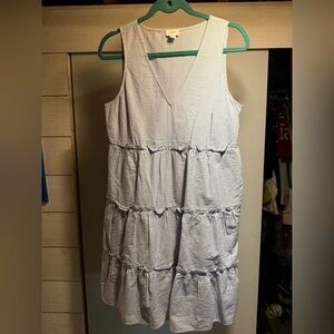 J. Crew Blue and White Striped Midi Dress